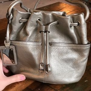 Tignanello leather metallic bucket crossbody